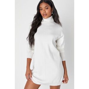 Lulus Toasty Perfection White Turtleneck Mini Sweater Dress - Size L